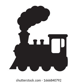 Train with smoke symbol icon, old locomotive silhouette, sign vector illustration
