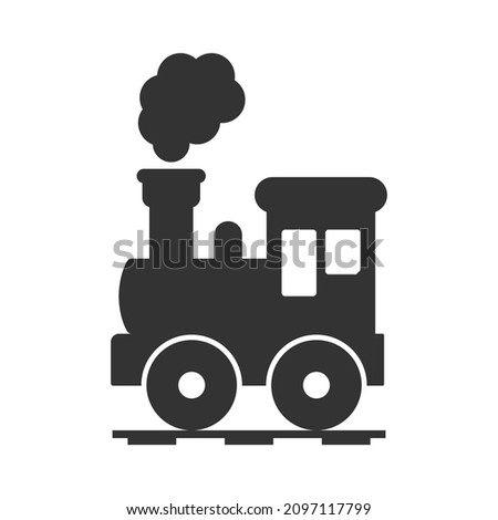 Train with smoke symbol icon, old locomotive silhouette, sign vector illustration