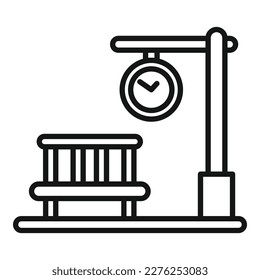 Vector de contorno del icono del banco de la estación de tren. Estación de gente. Viaje en metro