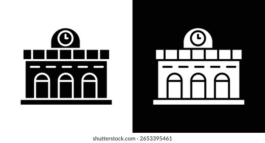 Bahnhofsgebäude Symbol schwarze Silhouette für Web, und mobile App