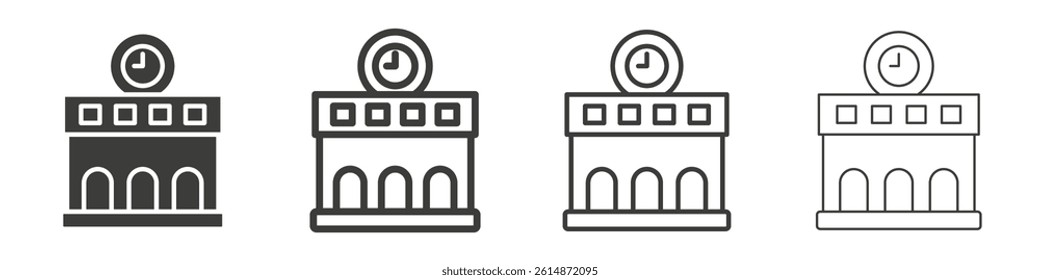 Train station building icon collection for website designs