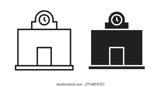 Symbolsammlung für Bahnhofsgebäude. moderne einfache Symbole für das Web