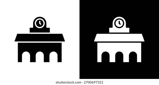 Ikonendesign-Konzept für Bahnhofsgebäude. Vektorflachsymbole