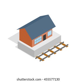 Train station building icon in isometric 3d style isolated on white background