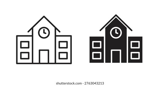 Train station building icon linear vector outline, symbol logo design style