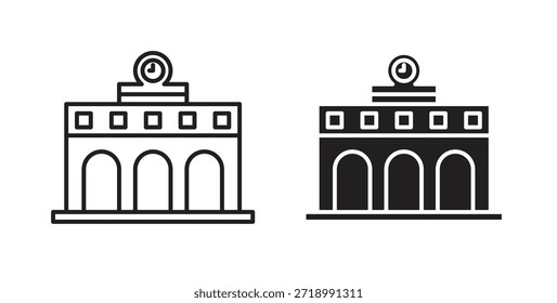 Bahnhofsgebäude Symbol für mobile App, bearbeitbare Designs