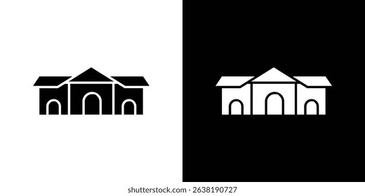 Train station building icon in solid flat trendy design style.