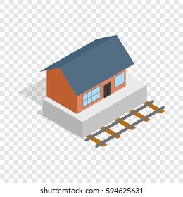 Train station building isometric icon 3d on a transparent background vector illustration
