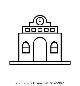 Train station building line icon, Railway station building. Flat style vector illustration design for mobile app and web sites.