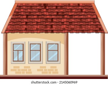 Train station building on white background illustration