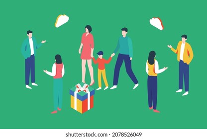 Train station characters go home for the new year high-speed rail traffic scene isometric illustration