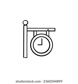 Diseño de iconos de estilo de línea de reloj de la estación de tren