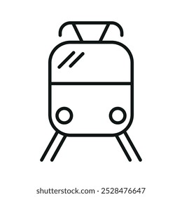 Train station flat line icon editable stroke, city sign