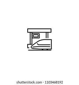 Train station and high-speed train vector icon
