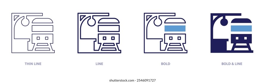 Train station icon in 4 different styles. Thin Line, Line, Bold, and Bold Line. Duotone style. Editable stroke.