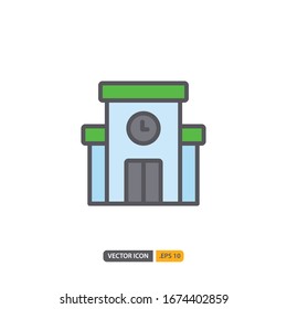 train station icon in isolated on white background. for your web site design, logo, app, UI. Vector graphics illustration and editable stroke. EPS 10.