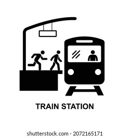 Train station icon isolated on white background vector illustration.