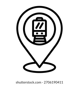 Bahnhof Icon Line Design Vektorgrafik