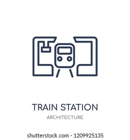 Train station icon. Train station linear symbol design from Architecture collection. Simple outline element vector illustration on white background.