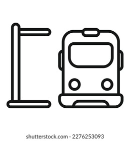 Train station icon outline vector. Railway platform. People city