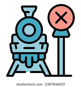 Train station icon outline vector. Traffic gate. Railway road color flat