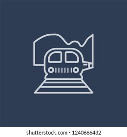 Train station icon. Trendy flat vector line Train station icon on dark blue background from Architecture and Travel collection. 