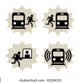 Lot of train station icon, vector illustration