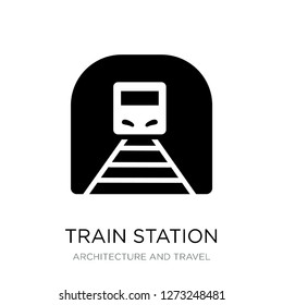 train station icon vector on white background, train station trendy filled icons from Architecture and travel collection, train station simple element illustration