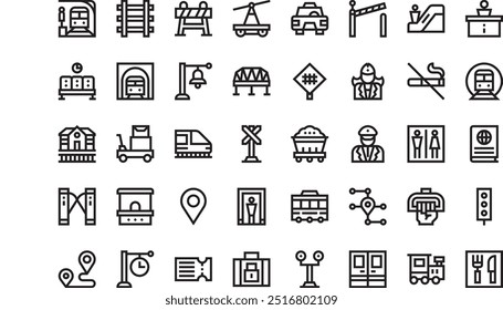 Train station icons High-Quality Vector Icons Collection with Editable Stroke. Ideal for Professional and Creative Projects.