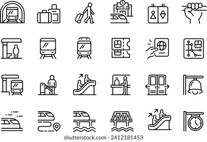 Train Station Line Icons verctor design