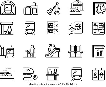 Train Station Line Icons verctor design