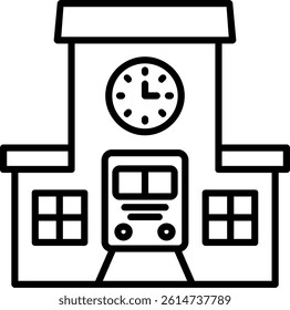 Train Station Line Vector Icon Design