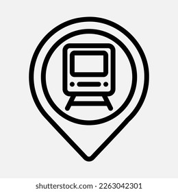 Train station location icon in line style, use for website mobile app presentation