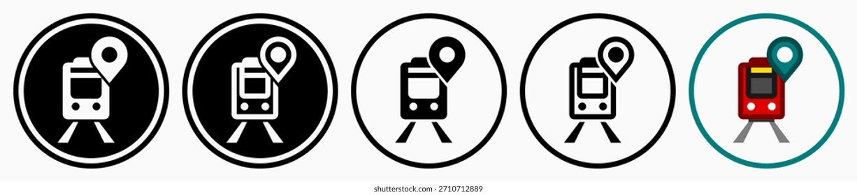 Standortsymbole des Bahnhofs: Vektorgrafik von Bahnhofsstandorten mit weißem Hintergrund