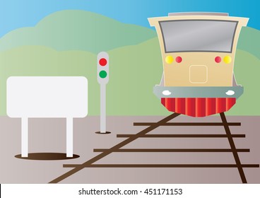 Train at station and mountain background