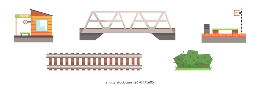 Objeto de estação ferroviária e conjunto de elementos vetoriais diferentes