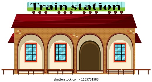 Ilustração da estação de trem sobre fundo branco