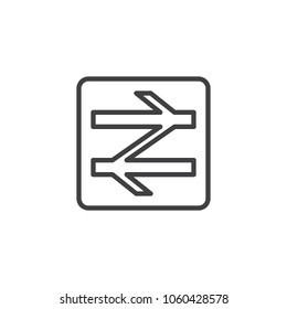 Train station outline icon. linear style sign for mobile concept and web design. simple line vector icon. Symbol, logo illustration. Pixel perfect vector graphics