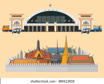 Train Station And Palace In Bangkok