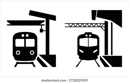 Bahnhofsplattform Icon, Moderne Bahnstation Silhouette
