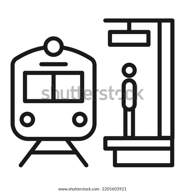 Train station platform line icon. Railway or\
train stop Vector\
illustration