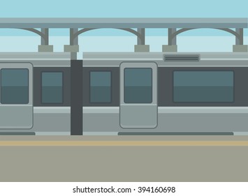  Train Station Platform. Vector Flat Illustration