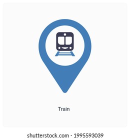 Concepto de la estación de tren o icono de punto