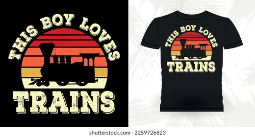 Train Station Retro Vintage Train T-shirt Design