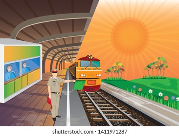 the train station vector design