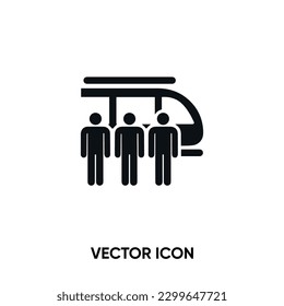 Icono vectorial de la estación de tren. Ilustración vectorial plana moderna y simple para sitio web o aplicación móvil.Train con símbolo de la gente, ilustración de logotipo. Gráficos vectoriales perfectos para píxeles