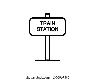 Train station vector icon representing transportation and travel hub