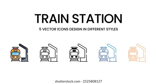 Ícones vetoriais da estação de trem ilustração de stock