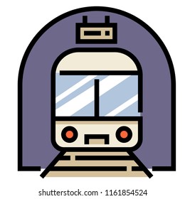 Train station with a train vector illustration in line color design