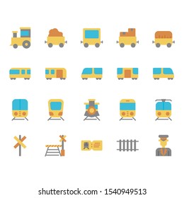 Train stations related icon set